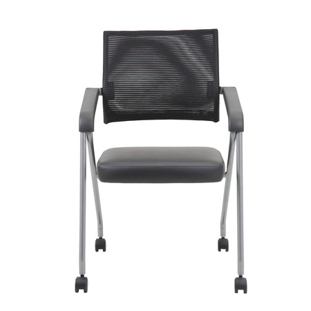 BOSS Black Mesh Training Chair with Pewter Frame, PK2 B1806P-BK-2